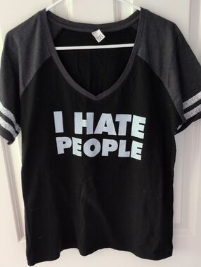 District Black Graphic Tee with White Tag Accent
